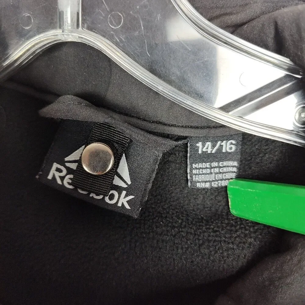 Reebock Full-Zip Jacket Boys Size 14/16 Black Camo Pattern Zipped‎ Pockets